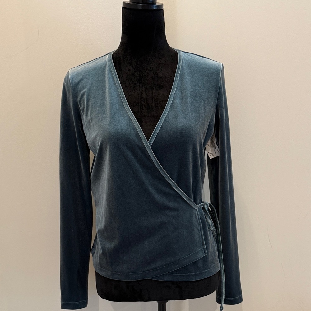 NWT   Madewell Velvet Wrap Top